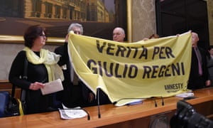 Banner displayed in Rome in 2016, for the Cambridge PhD student Giulio Regeni, who was tortured and killed in Egypt.