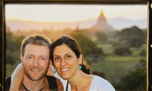 A photo of Richard Ratcliffe and his wife Nazanin Zaghari-Ratcliffe, who has been jailed in Iran, on display at their home in London.