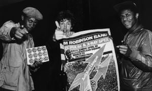 Anti-Nazi League26th April 1978: English singer-songwriter Tom Robinson and two members of Birmingham reggae band Steel Pulse promote an Anti-Nazi League rally in London on 30th April. (Photo by Evening Standard/Hulton Archive/Getty Images)